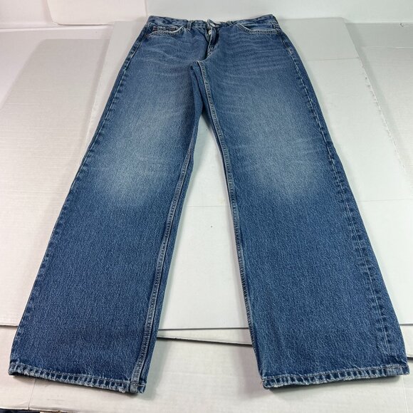 Zara Jeans Women's 31x33* High Rise Wide Leg Blue Faded Cotton Denim Tag 8 - Picture 1 of 16